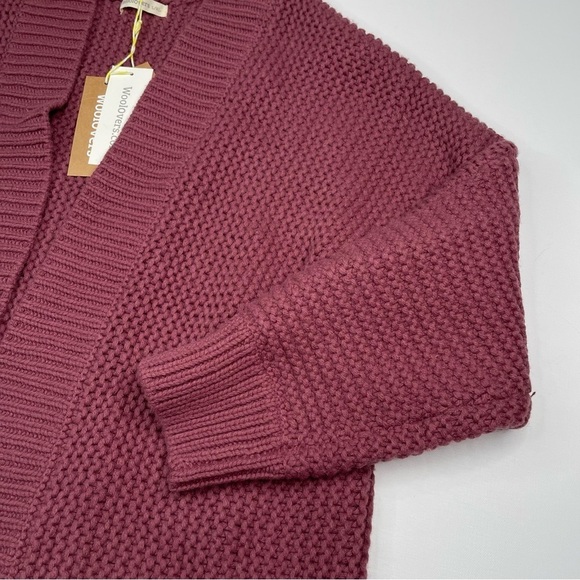 Woolovers Cardigan Sweater Chunky Edge to Edge Henna Mauve Fisherman Boho  New - Picture 4 of 13